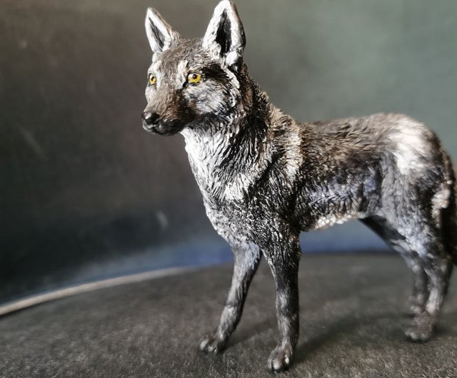 黒狼のリアルな動物のユニークな置物彫刻 - ショップ JFoxMountain