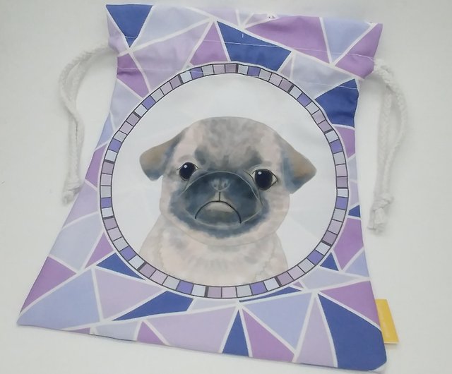 Drawstring Backpack Colorful Pug Bags 