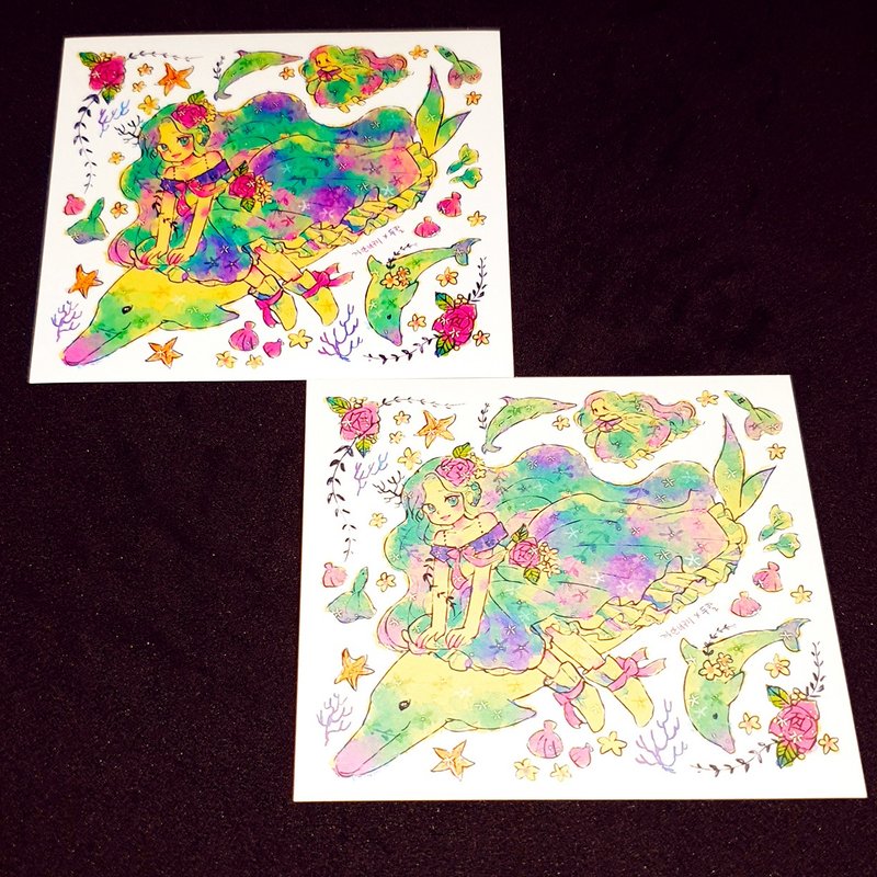 Dolphin (1colors) 1 (honne market) person sticker girl sticker blackraccoon - 貼紙 - 紙 