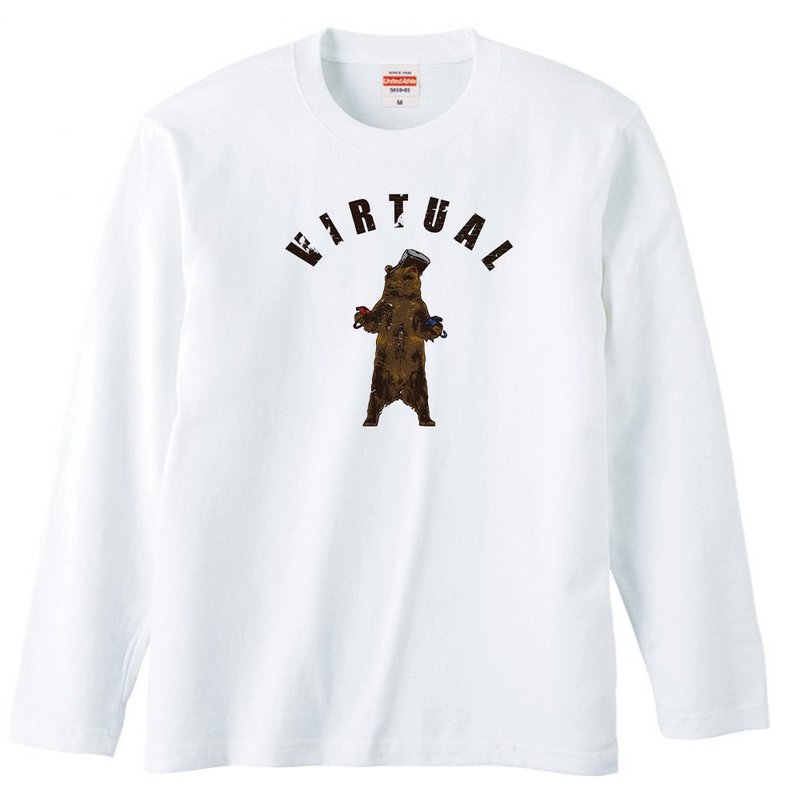 Long sleeve t-shirt / VR bear - Men's T-Shirts & Tops - Cotton & Hemp White