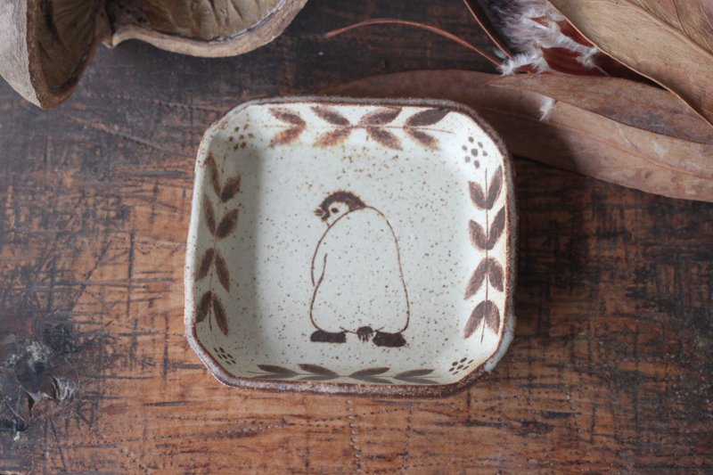 Tiny plate with Emperor penguin chick - Plates & Trays - Pottery Black