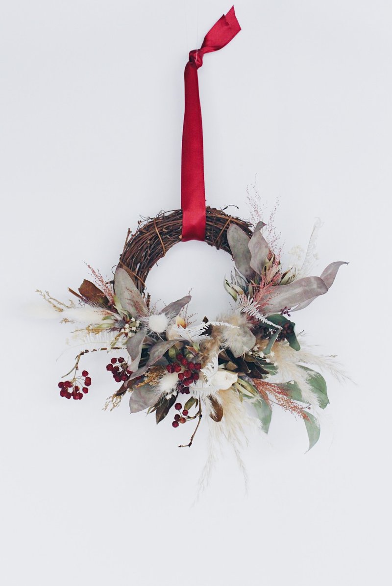 Xmas Wreath!【智慧女神-Athena】乾燥花 花圈 佈置 聖誕節 裝飾 - 擺飾/家飾品 - 植物．花 紅色