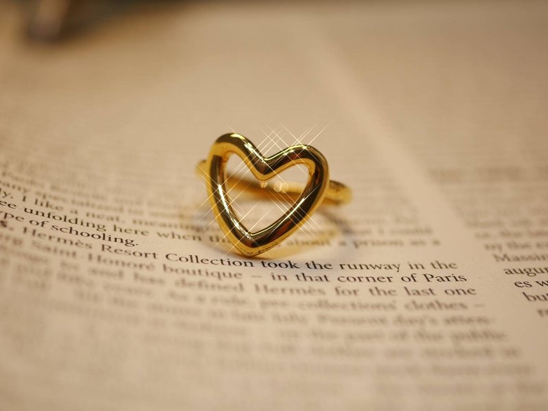 黃金戒指-6D簍空愛心戒-女戒 - 戒指 - 24k 金 金色