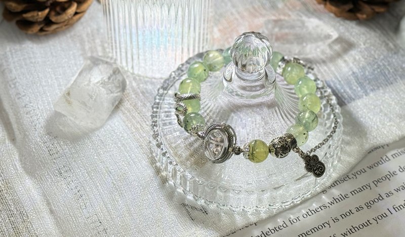 CaiYI&CaiYi/ Stone of Hope-Prehnite Gathering Wealth Crystal Bracelet - Bracelets - Crystal 