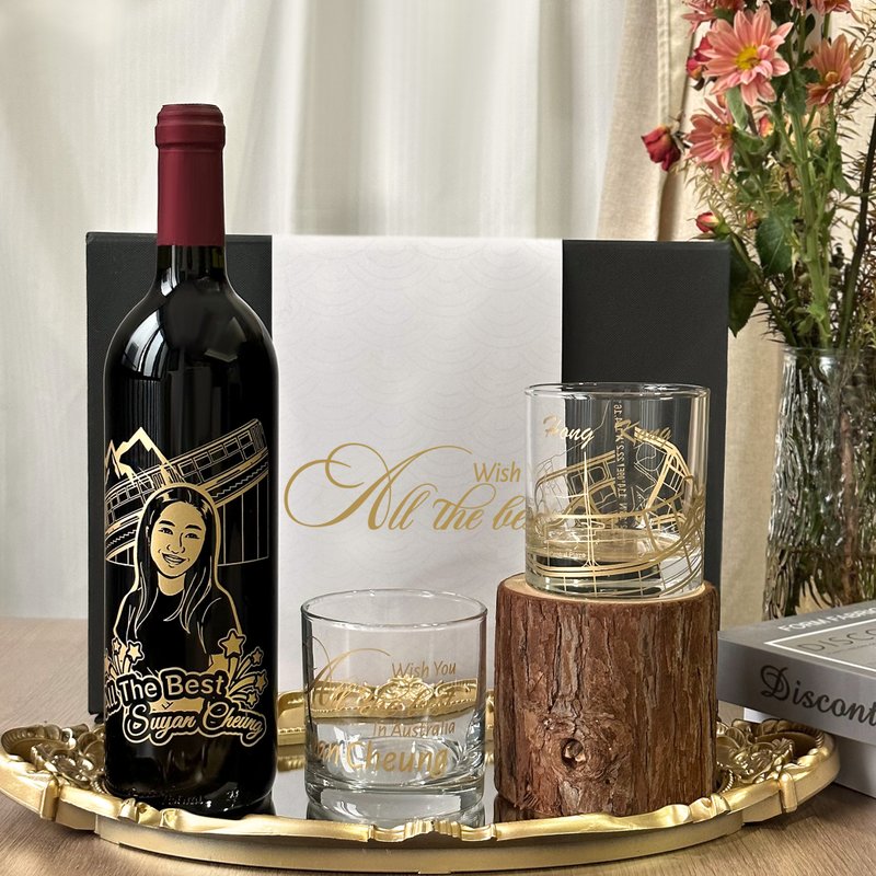 [Farewell Gift] Customized Red Wine Gift Box Hong Kong Feelings Hong Kong Map Cup Whiskey Cup Customized - Wine, Beer & Spirits - Glass 