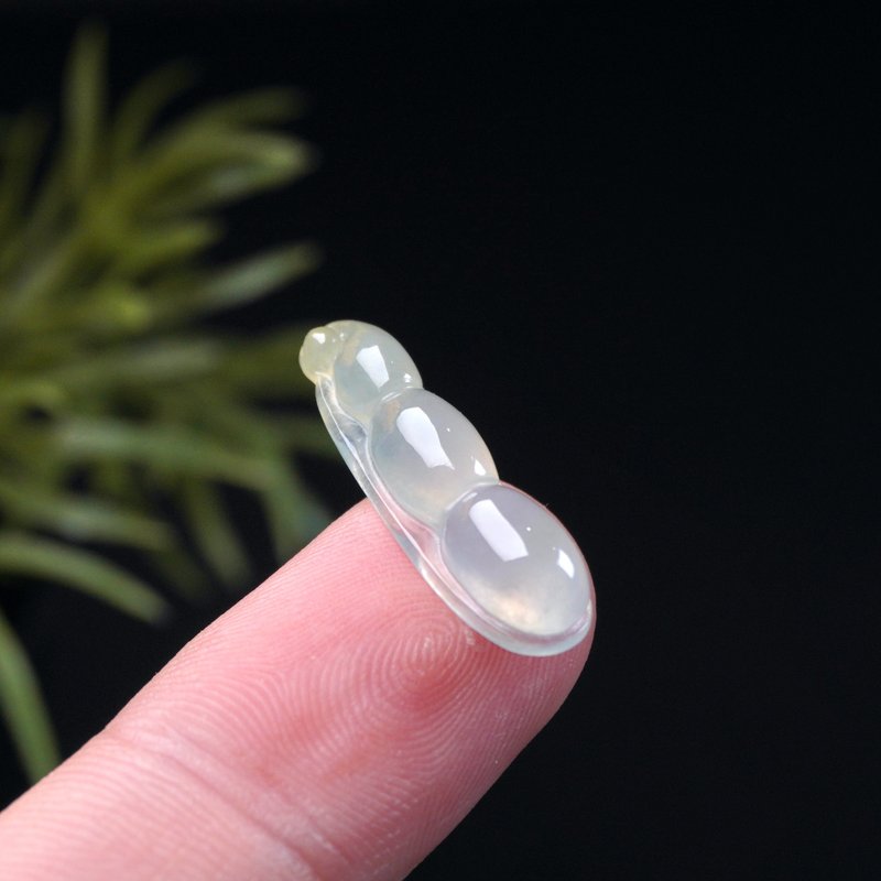 Ice-type floating yellow jadeite jade bean | Stone| Natural Burmese jadeite A grade | Gift - Charms - Jade Multicolor