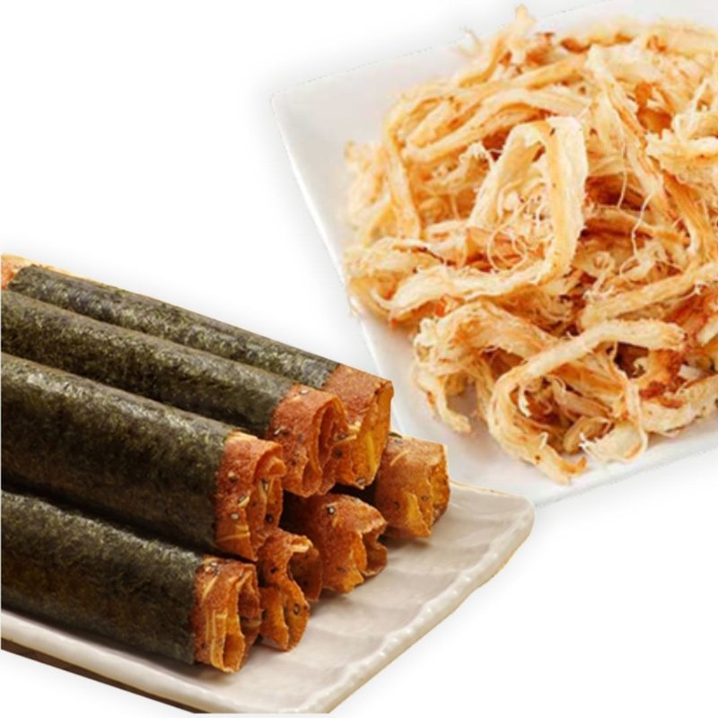【特惠】海苔黃金燒 + 炭烤魷魚絲 - 肉乾/肉鬆 - 其他材質 