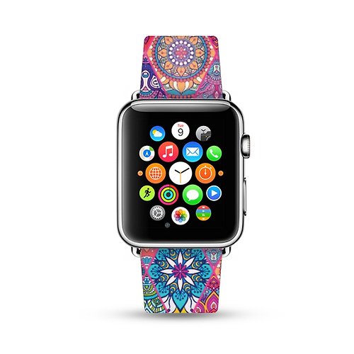 Freshion 曼陀羅案圖 Apple Watch 真皮手錶帶 38 40 42 44 mm -025