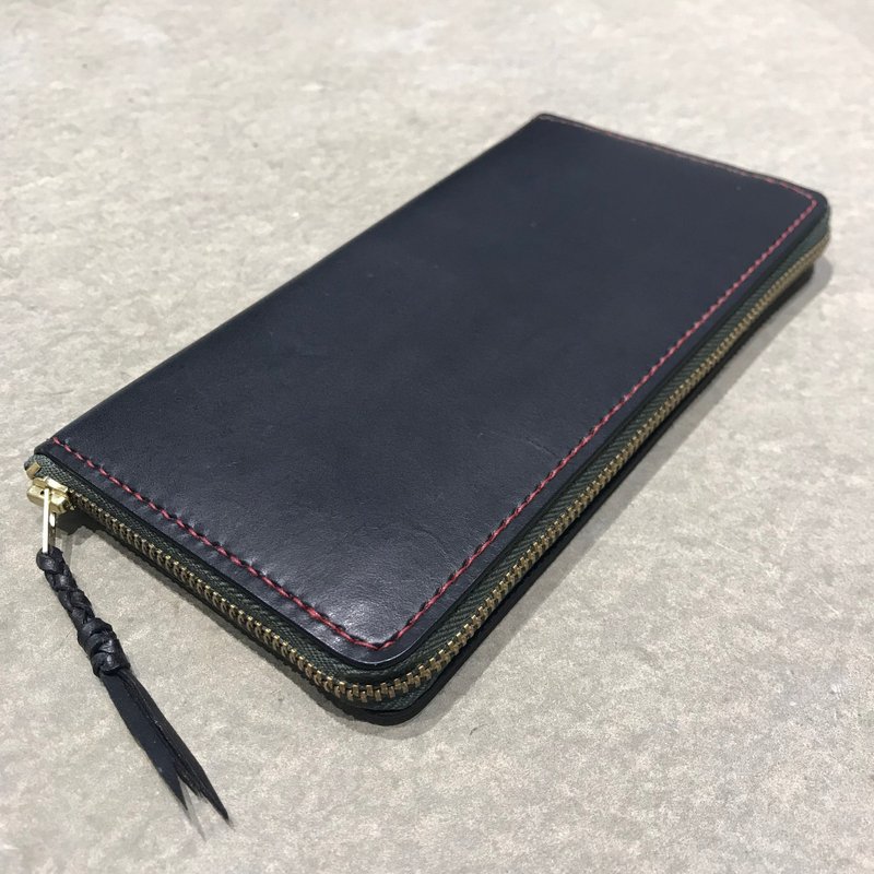 Handmade custom leather zipper-type long clip for free printing and embroidering - Wallets - Genuine Leather Multicolor