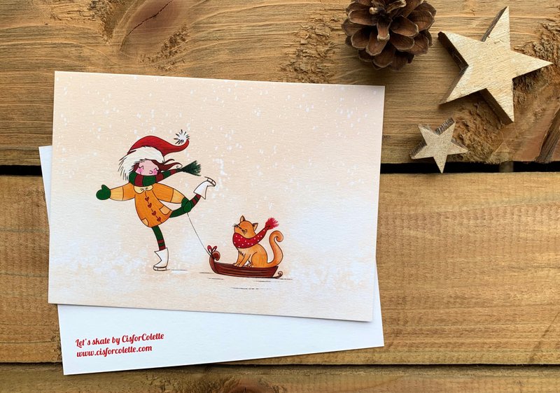 Lets skate postcard - 卡片/明信片 - 紙 多色