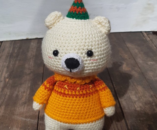 手かぎ針編みの面白いクマのピエロぬいぐるみ動物クリスマスギフトニット - ショップ CrochetByIryska 知育玩具・ぬいぐるみ -  Pinkoi