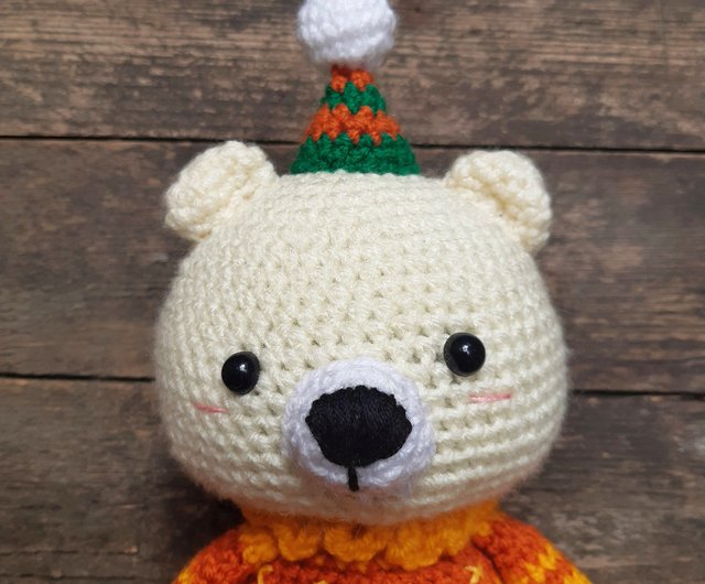 手かぎ針編みの面白いクマのピエロぬいぐるみ動物クリスマスギフトニット - ショップ CrochetByIryska 知育玩具・ぬいぐるみ -  Pinkoi