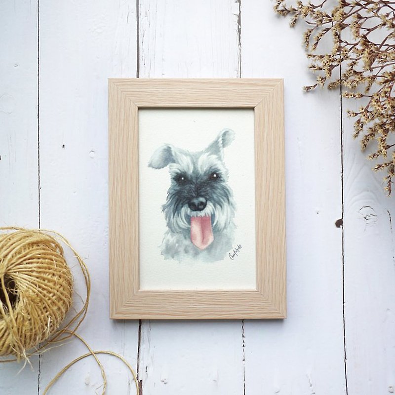 Custom watercolor pet portrait (with photo frame) - อื่นๆ - กระดาษ สีกากี
