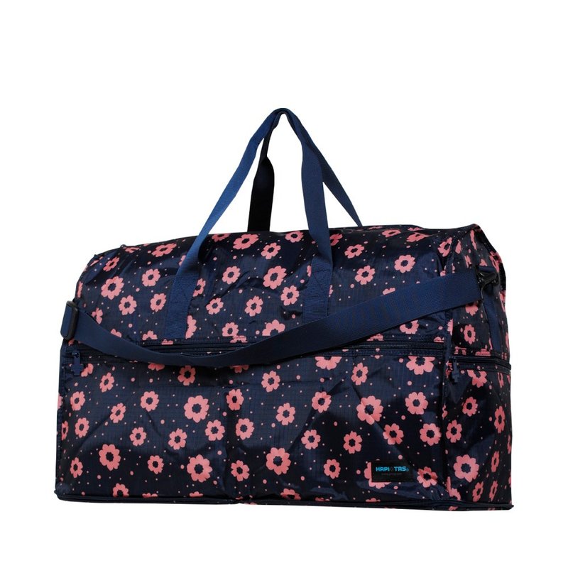 [HAPI+TAS] Japanese original authorized folding travel bag (large) - modern flower dark blue - กระเป๋าถือ - เส้นใยสังเคราะห์ หลากหลายสี