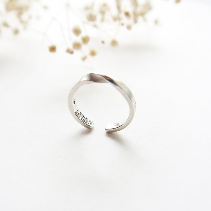 999 sterling silver rotating pattern Möbius customized engraving thick ring set free packaging - แหวนทั่วไป - เงินแท้ ขาว