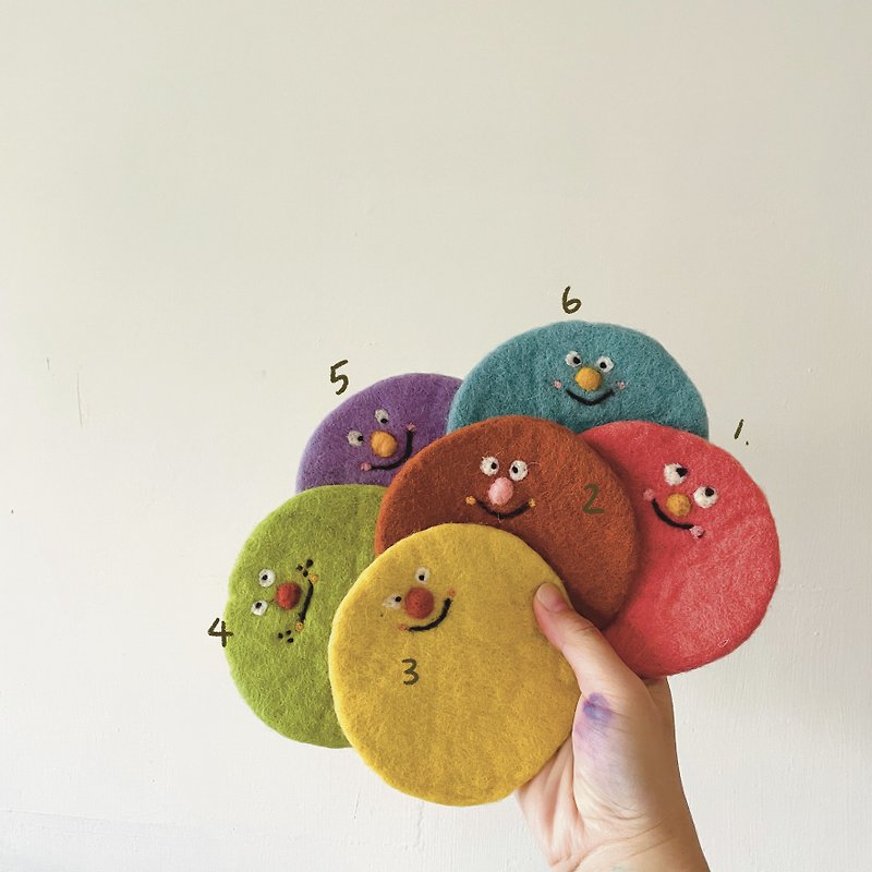 |Wool felt material pack| Six types of little monster round coasters to choose from/with instructional video 011 - Knitting, Embroidery, Felted Wool & Sewing - Wool 