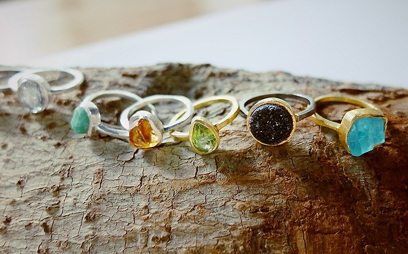Natural Stone - Natural Citrine Ring in Sterling Silver Handmade # 11.5 - General Rings - Gemstone Yellow