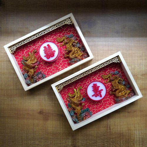 龍と鳳凰の置物　箱付き ミニ龍と鳳凰の飾り箱 - ショップ Juk Gwan On Hou 置物 - Pinkoi