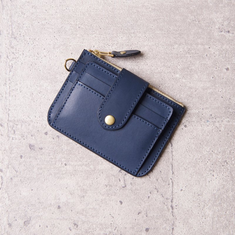 Coin Purse Card Holder with Coin Purse Wallet / Blue Blue - Coin Purses - Genuine Leather Blue