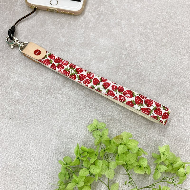 Small strawberry mobile phone bracelet / lanyard two colors optional - Lanyards & Straps - Cotton & Hemp Red