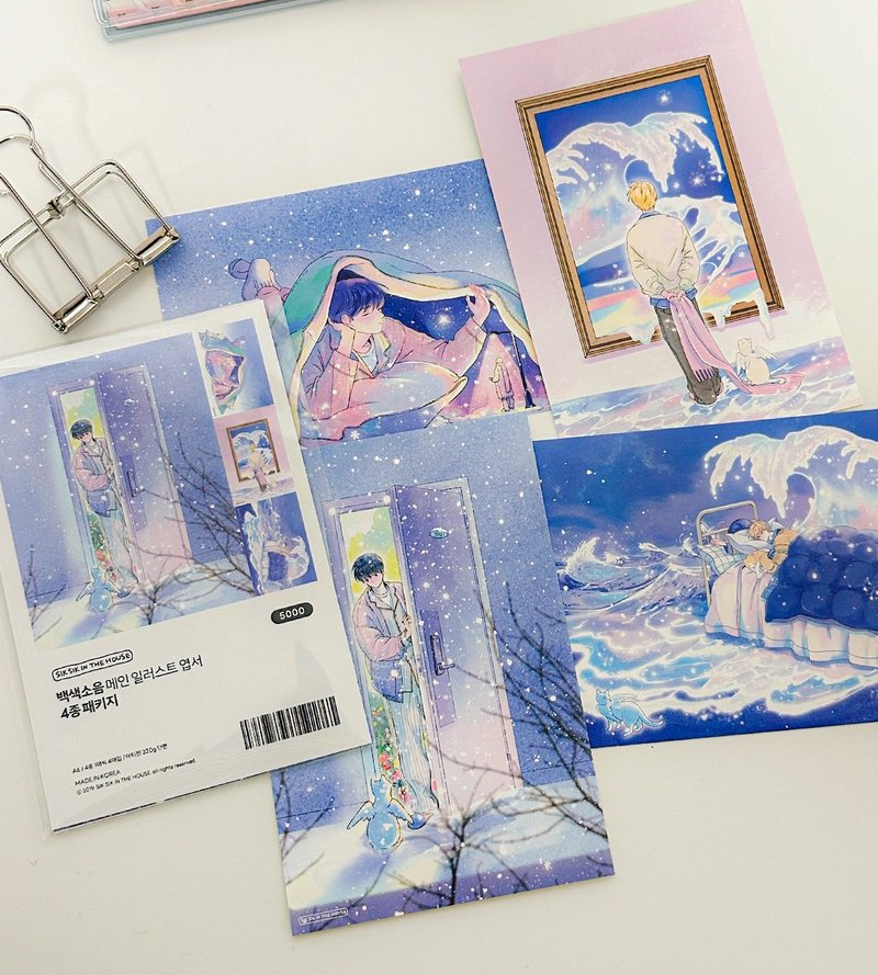 Winter Noise Illustration Postcard Package in 4 Theme Postcard - การ์ด/โปสการ์ด - กระดาษ สีเขียว