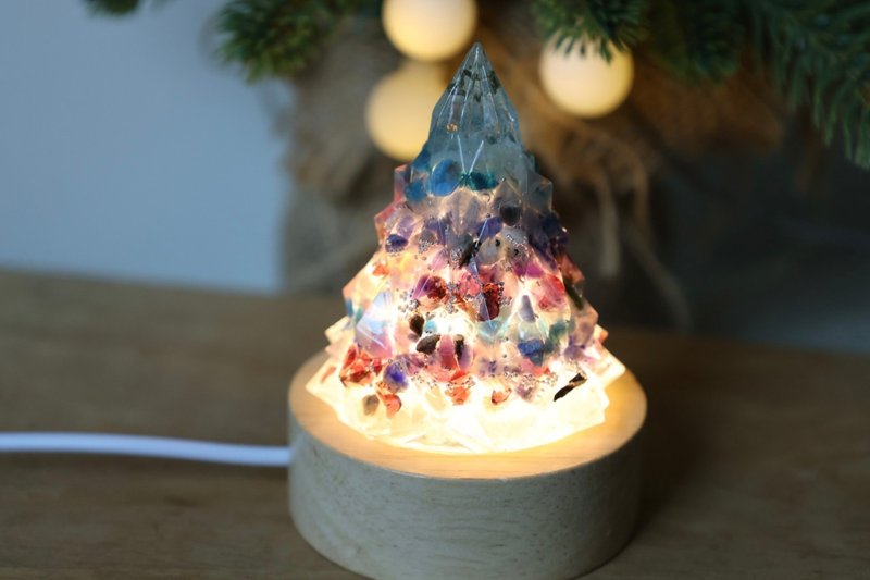 【快速出貨】2025限定/藍紫粉雪聖誕樹小夜燈-奧剛能量樹/寶石樹 - 燈具/燈飾 - 玉石 紫色