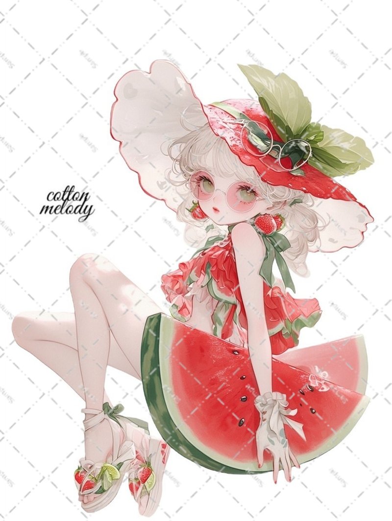 original sticker no.6493 人物ステッカー オリジナルステッカー 人物ステッカー 女の子ステッカー オリジナル人物ステッカー - 貼紙 - 紙 