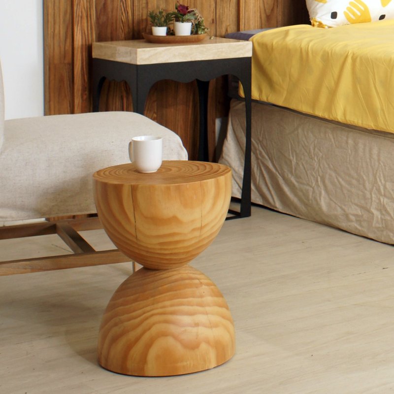 ログコーヒーテーブルサイドテーブルリネン和風侘び寂びスタイルの無垢材デザインミニマリストクリエイティブ小さなテーブルギフト - 机・テーブル - 木製 ブラウン