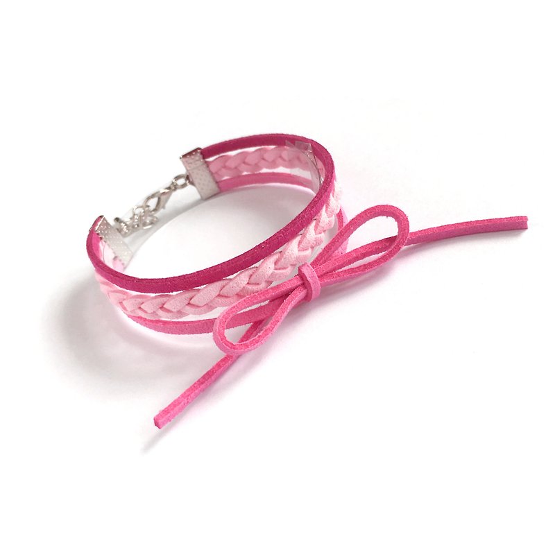 Handmade Double Braided Stylish Bracelets–pink limited - สร้อยข้อมือ - วัสดุอื่นๆ สึชมพู