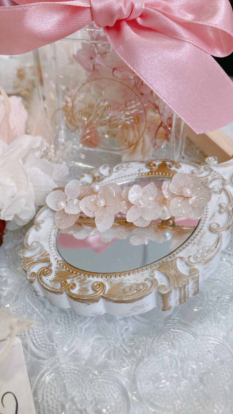 【The beginning of pink and tender】Hydrangea pearl hair clip - Hair Accessories - Plants & Flowers 