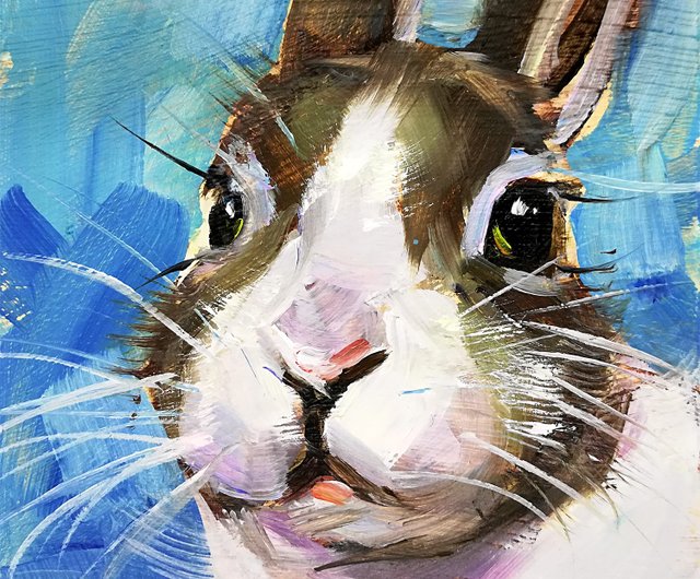 油絵 油彩 油彩画 絵 絵画【雪の朝日小さいウサギ達】 8175faff672b13b72b3204b5aab9cc