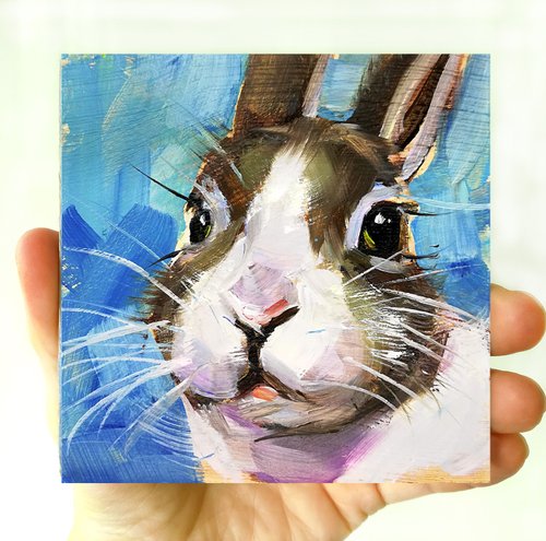 オーダーの品　自作絵画　猫とうさぎの肖像画 オーダーの品 自作絵画 猫とうさぎの肖像画 オーダー品 自作絵画
