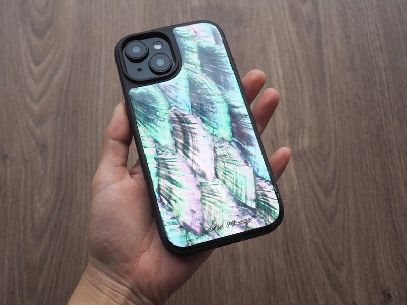 白色 珍珠母貝 手工手機殼 適用iPhone16,15,14,13,12,11 Pro Max - 手機殼/手機套 - 貝殼 白色