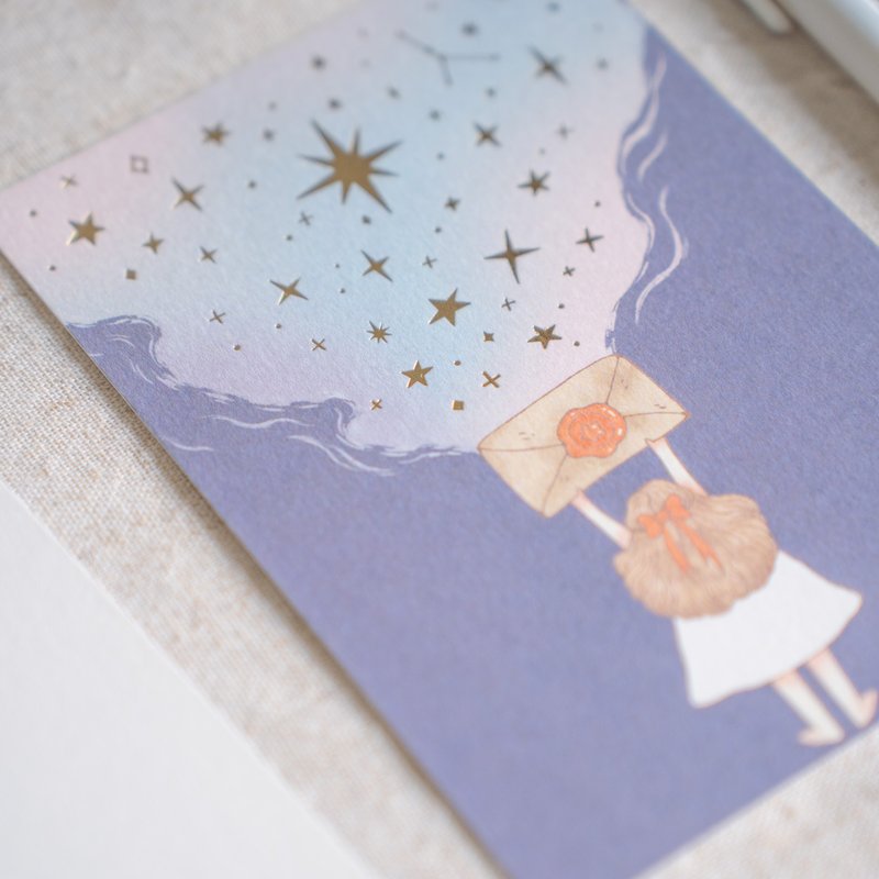 Mail Magic Gold Foil Postcard - 卡片/明信片 - 紙 