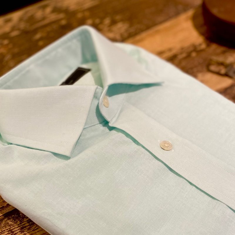 HIATUS Mint Pocket Shirt - เสื้อเชิ้ตผู้ชาย - ผ้าฝ้าย/ผ้าลินิน สีเขียว