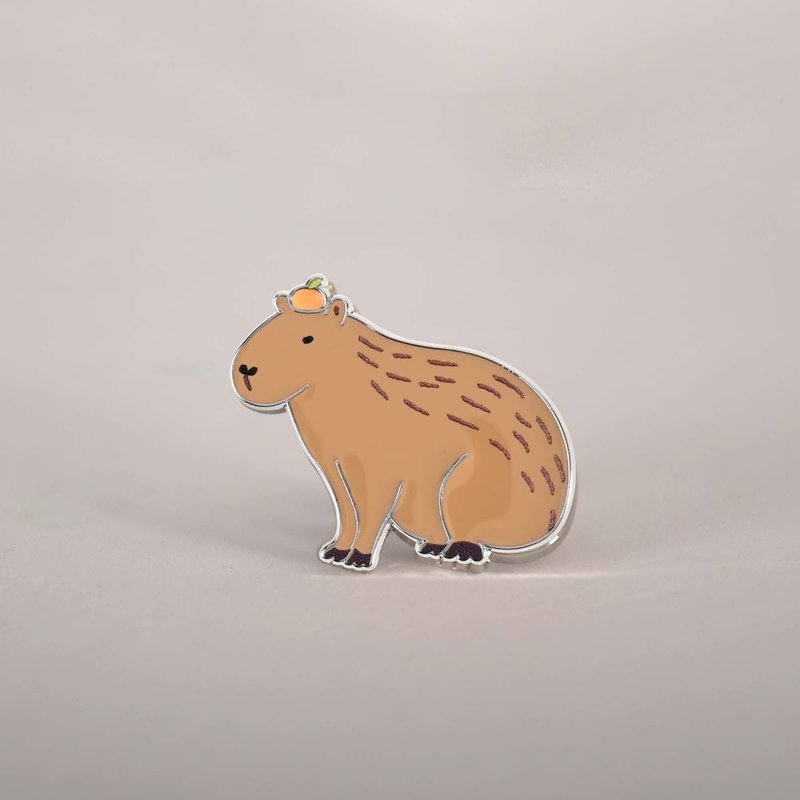 世界動物圖鑑徽章 / 水豚 - 徽章/別針 - 其他金屬 