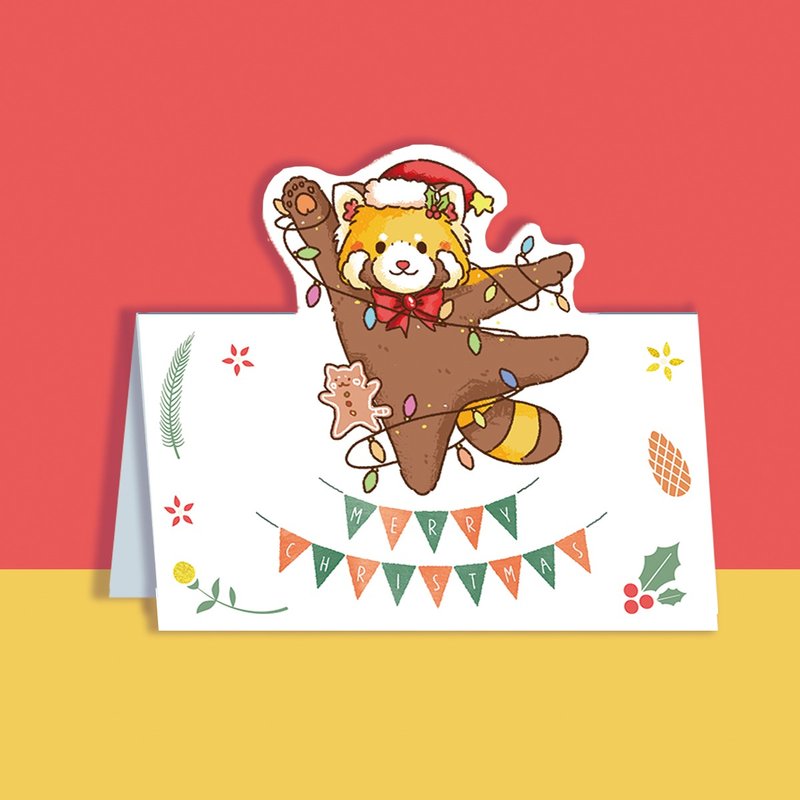 原創小熊貓插畫聖誕卡-連信封 - 卡片/明信片 - 紙 橘色