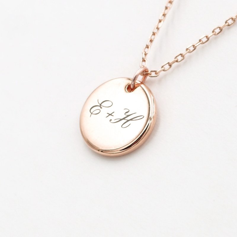 Customized Small Round Necklace-Gold-Silver-Rose Gold-Upgraded Laser Lettering - Necklaces - Stainless Steel Gold