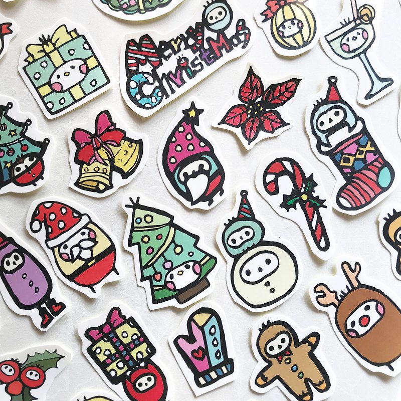 Christmas Illustration Sticker - สติกเกอร์ - กระดาษ หลากหลายสี