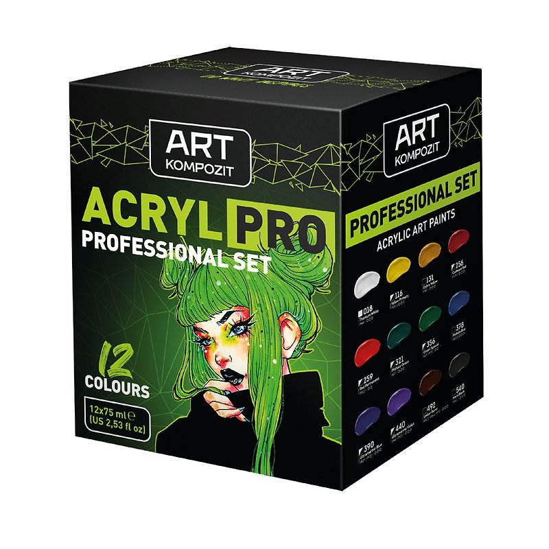 Acrylic artist paint Professional set 12 tubes 75 ml valuable set art gift art - Other - Other Materials Multicolor