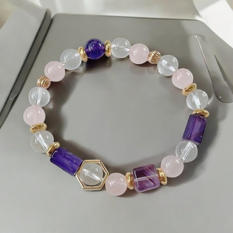 增進人緣 穩定情緒/紫水晶 粉晶 白水晶 - 手鍊/手環 - 水晶 