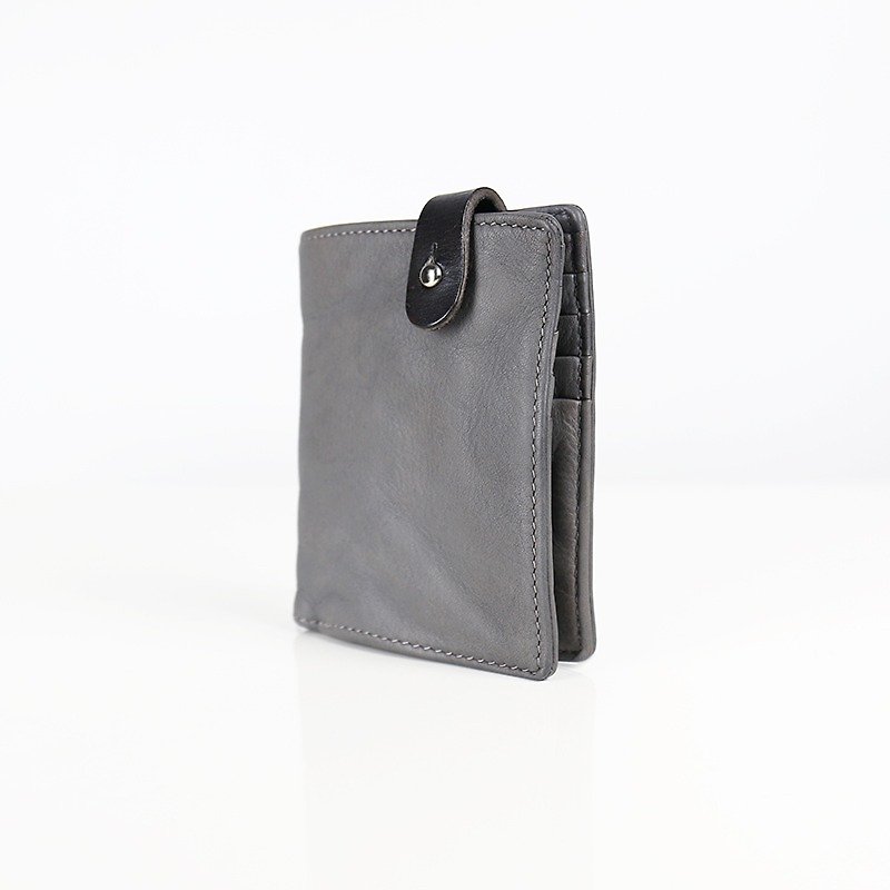 HANDOS washed leather short clip (cement gray) - Wallets - Genuine Leather Gray