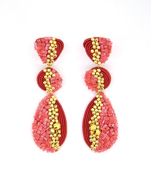 Olga Sergeychuk jewelry Fiolent earrings in coral red colour