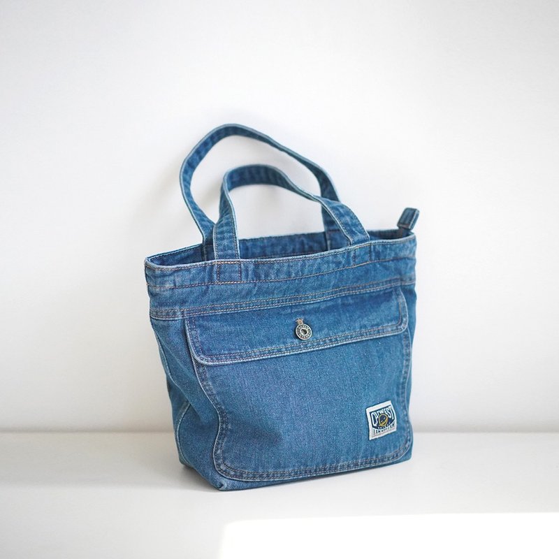 CATWEST original design denim handbag Japanese retro distressed handbag new autumn and winter models - Handbags & Totes - Cotton & Hemp 