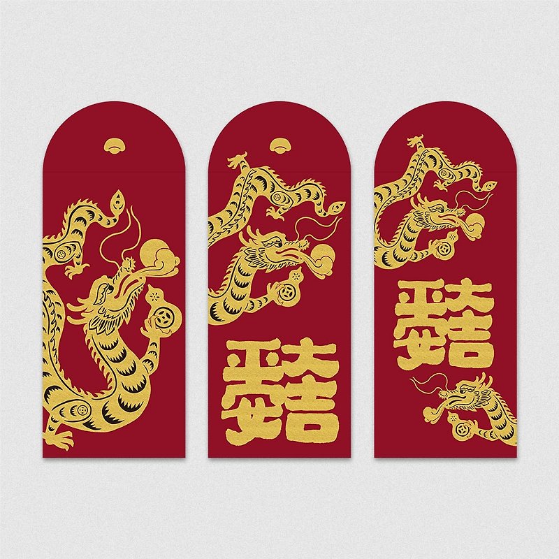 Jiamo Red Envelope-Golden Festival-Long Daji-グループ内 3 - ご祝儀袋・ポチ袋 - 紙 レッド