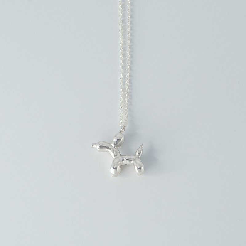 The famous dog balloon dog necklace 925 Silver antioxidant - Necklaces - Sterling Silver Transparent