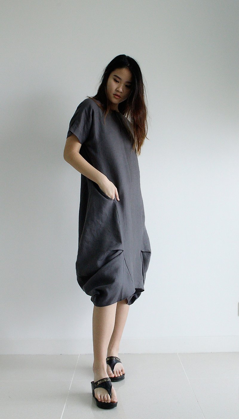 Made to order linen dress / linen clothing / long dress / casual dress E14D - 連身裙 - 亞麻 