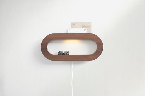 META Design CAVE Oval置物壁燈│三段式觸控調光 │黑胡桃
