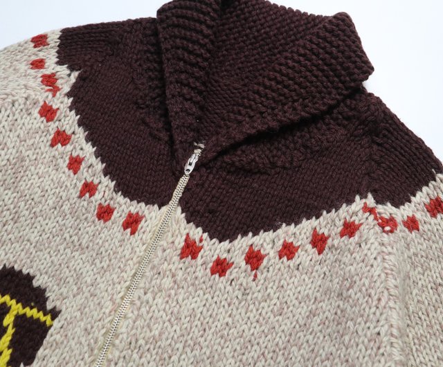 1960年代 オールドカー 手編みウール カウチンセーター Lightning