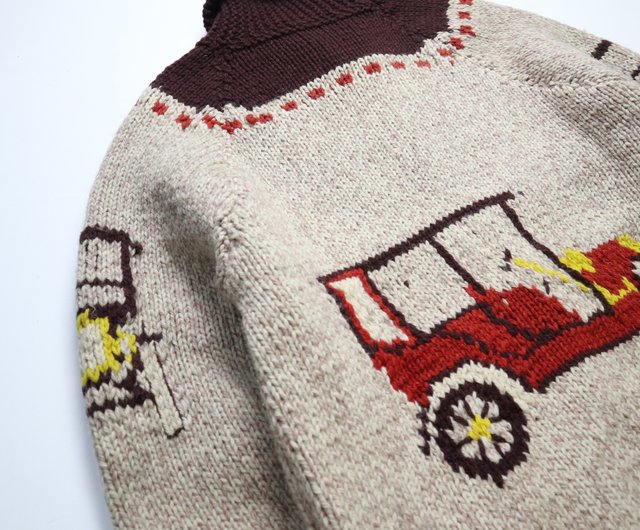 1960年代 オールドカー 手編みウール カウチンセーター Lightning